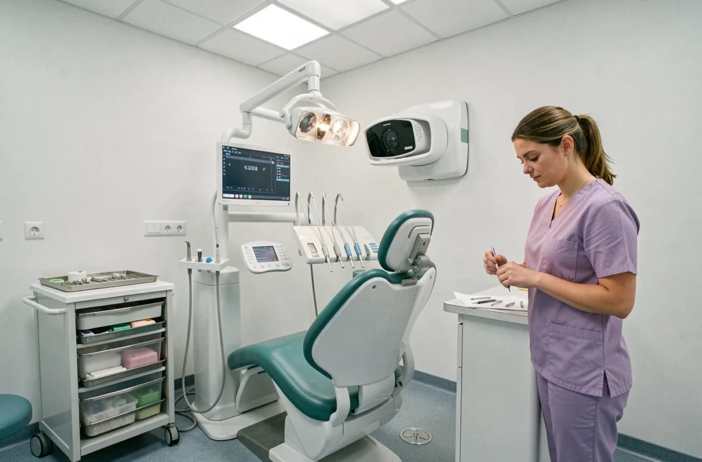 Salle de soins organisée et équipée du centre dentaire Place Dentaire Compiègne dans le sud de l'Oise