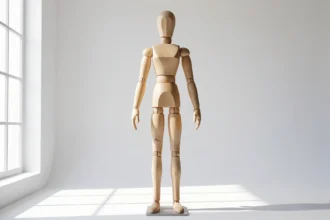 Mannequin articulé debout montrant les bras et les jambes